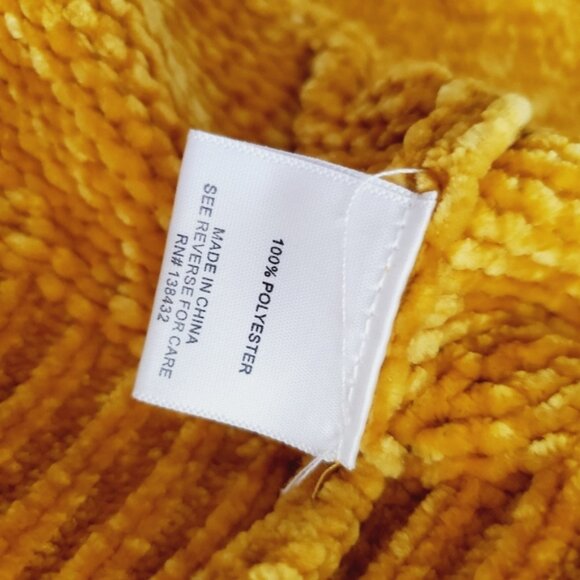Modcloth Mustard Velvet Chenille Oversized Chunky Soft Librarian Boho Cardigan S - Picture 8 of 9